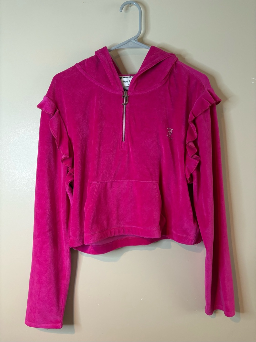 Juicy Couture Hot Pink Quarter Zip Velour Hoodie NWOT